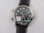 GRF Swiss Replica Patek Philippe Calatrava Pilot Travel Time Watch Black Dial Leather Band 42MM